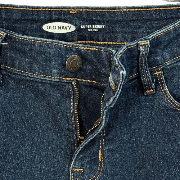 Old Navy SZ 0 Super Skinny Jeans Stretch Zip-Fly Dark Wash Mid-Rise Pockets Blue - Picture 3 of 8